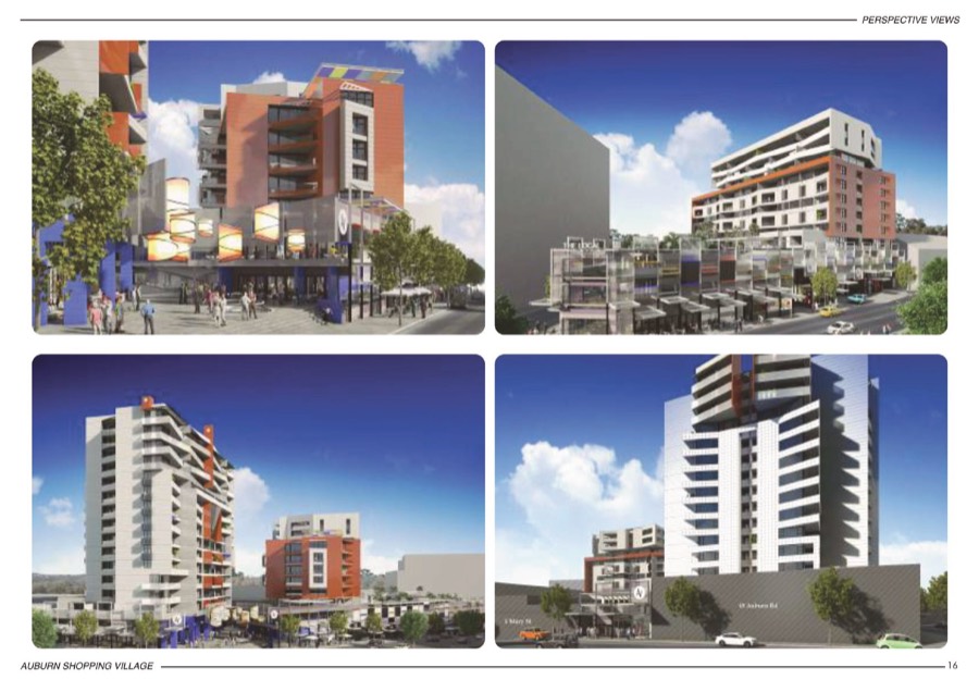 Perspective views — laneway, podium and tower